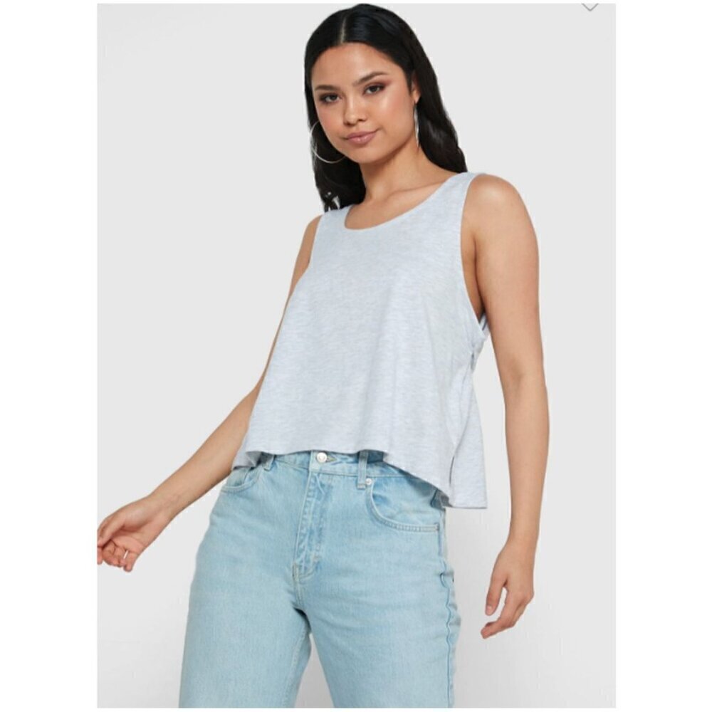 NWT TopShop Gray Knitted Scoop Neck Self Tie Tank Top - Size: M(8-10)
